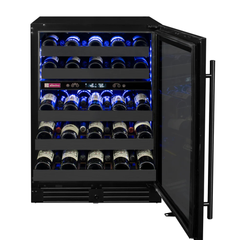 Allavino - Reserva Series 50 Bottle Dual Zone Undercounter Wine Cooler Refrigerator with Black Stainless Steel Door - Right Hinge