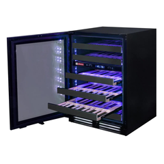 Allavino - Reserva Series 50 Bottle 34" Tall Dual Zone Left Hinge Black Stainless Steel Wine Cooler Refrigerator