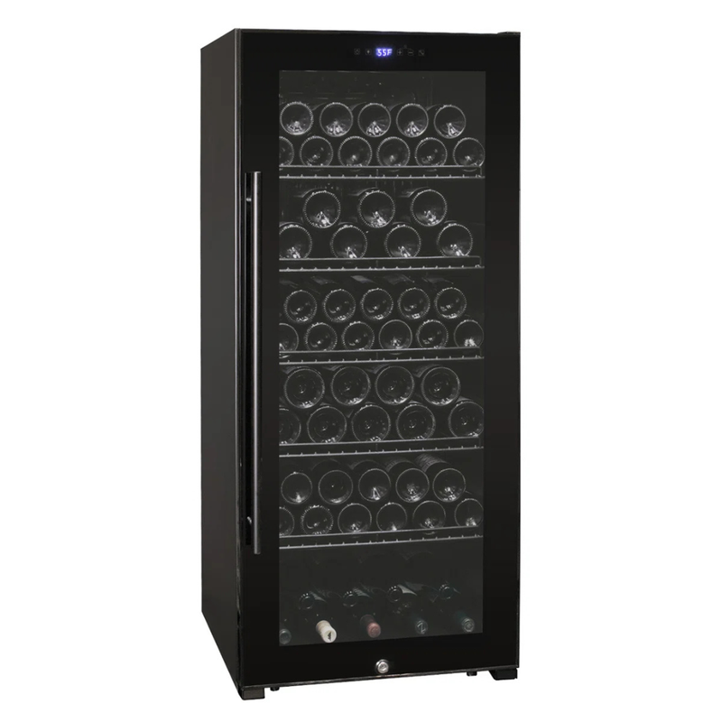 Allavino - Contemporary 102 Bottle Single Zone Freestanding Wine Refrigerator with Black Glass Door