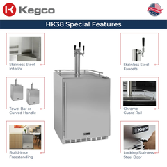 Kegco - 24" Wide Built-In Outdoor All Stainless Steel Kegerator with Kit