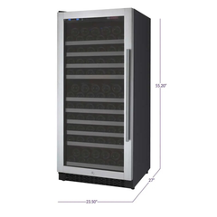 Allavino - 24" Wide FlexCount II Tru-Vino 128 Bottle Single Zone Stainless Steel Left Hinge Wine Refrigerator