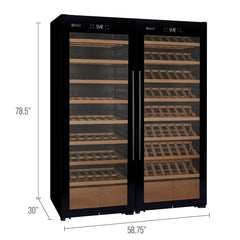 Allavino - 496 Bottle Dual Zone Freestanding Wine Refrigerator with Display Shelving and Black Glass Door - Side-by-Side