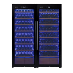 Allavino - 496 Bottle Dual Zone Freestanding Wine Refrigerator with Display Shelving and Black Glass Door - Side-by-Side