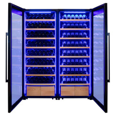Allavino - 496 Bottle Dual Zone Freestanding Wine Refrigerator with Display Shelving and Black Glass Door - Side-by-Side