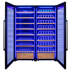 Allavino - 496 Bottle Dual Zone Freestanding Wine Refrigerator with Display Shelving and Black Glass Door - Side-by-Side