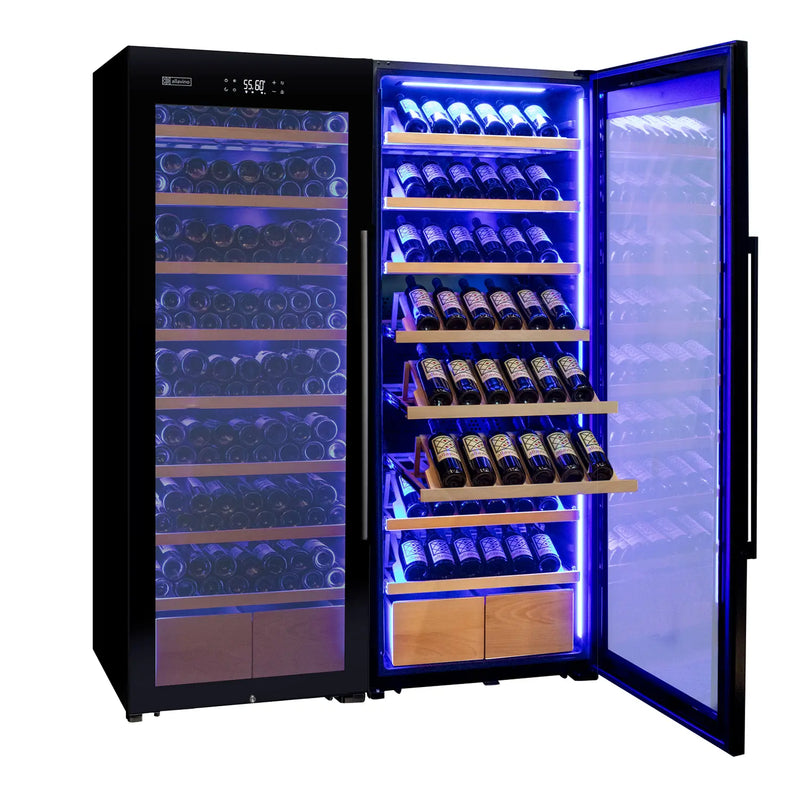 Allavino - 496 Bottle Dual Zone Freestanding Wine Refrigerator with Display Shelving and Black Glass Door - Side-by-Side