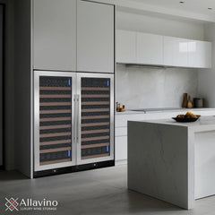 Allavino - 238 Bottle 55" Tall Four Zone Side-by-Side Stainless Steel Wine Refrigerator