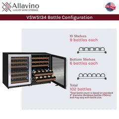 Allavino - Reserva Series 102 Bottle Dual Zone Built-in Luxury Wine Refrigerator