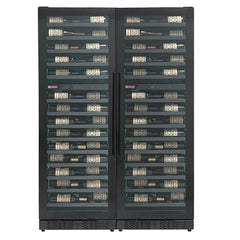 Allavino - Reserva Series 134 Bottle Four Zone Shallow Side-by-Side Wine Refrigerators with Black Doors