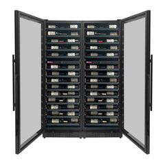 Allavino - Reserva Series 134 Bottle Four Zone Shallow Side-by-Side Wine Refrigerators with Black Doors
