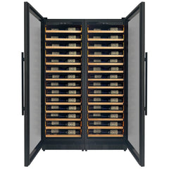 Allavino - Reserva Series 134 Bottle Dual Zone Black Side-by-Side Shallow Wine Refrigerator with Wood Front Shelves