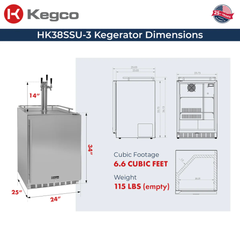 Kegco - 24" Wide Built-In Outdoor All Stainless Steel Kegerator with Kit