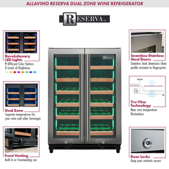 Allavino - Reserva Series 36 Bottle Dual Zone Wine Refrigerator with Stainless Steel French Doors