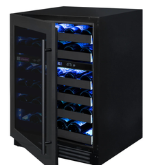 Allavino - Reserva Series 50 Bottle 34" Tall Dual Zone Left Hinge Black Stainless Steel Wine Cooler Refrigerator