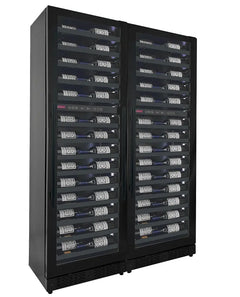 Allavino - Reserva Series 134 Bottle Four Zone Shallow Side-by-Side Wine Refrigerators with Black Doors
