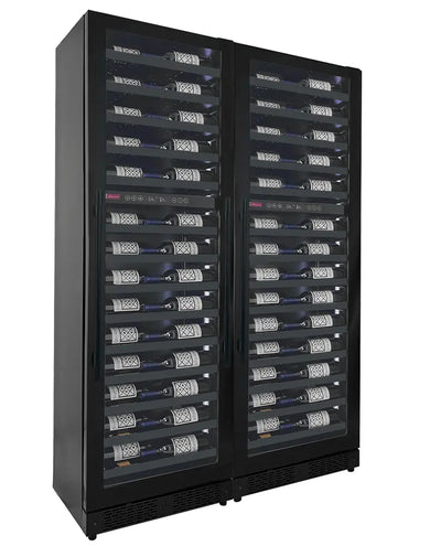 Allavino - Reserva Series 134 Bottle Four Zone Shallow Side-by-Side Wine Refrigerators with Black Doors