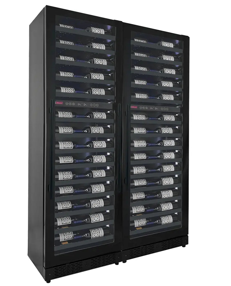Allavino - Reserva Series 134 Bottle Four Zone Shallow Side-by-Side Wine Refrigerators with Black Doors