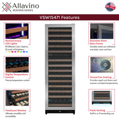 Allavino - Reserva Series 317 Bottle 71" Tall Three Zone Stainless Steel Side-by-Side Wine Refrigerator