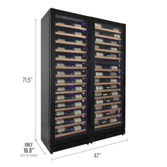 Allavino - Reserva Series 134 Bottle Dual Zone Black Side-by-Side Shallow Wine Refrigerator with Wood Front Shelves