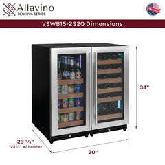 Allavino - Reserva Series Side-by-Side Wine Refrigerator/Beverage Center with Stainless Steel Doors