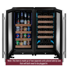 Allavino - Reserva Series Side-by-Side Wine Refrigerator/Beverage Center with Stainless Steel Doors