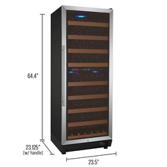 Allavino Vite II Tru-Vino 99 Bottle Dual Zone Stainless Steel Right Hinge Wine Refrigerator