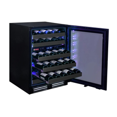 Allavino - Reserva Series 50 Bottle Dual Zone Undercounter Wine Cooler Refrigerator with Black Stainless Steel Door - Right Hinge