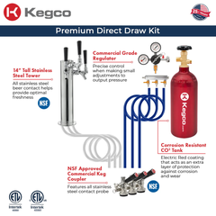 Kegco - 24" Wide Built-In Outdoor All Stainless Steel Kegerator with Kit