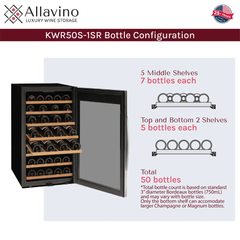 Allavino - Cascina Series 50 Bottle Single Zone Freestanding Wine Cooler Refrigerator with Stainless Steel Door