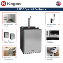 Kegco - 24" Wide Built-In Indoor Kegerator with Kit – Stainless Steel Door