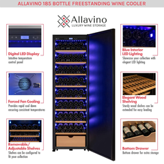 Allavino - 185 Bottle Single Zone Wine Vault with Solid Black