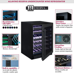 Allavino - Reserva Series 50 Bottle Dual Zone Undercounter Wine Cooler Refrigerator with Black Stainless Steel Door - Right Hinge