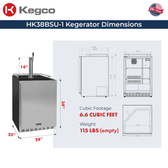 Kegco - 24" Wide Built-In Indoor Kegerator with Kit – Stainless Steel Door