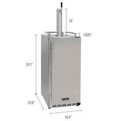 Kegco - 15" Outdoor Single Tap Stainless Steel Built-In Commercial Kegerator