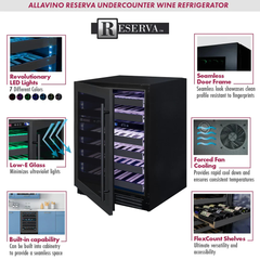 Allavino - Reserva Series 50 Bottle 34" Tall Dual Zone Left Hinge Black Stainless Steel Wine Cooler Refrigerator