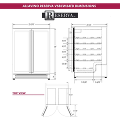 Allavino - Reserva Series 36 Bottle Dual Zone Wine Refrigerator with Stainless Steel French Doors