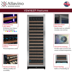 Allavino - Reserva Series 163 Bottle 71" Tall Single Zone Stainless Steel Wine Refrigerator