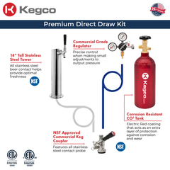 Kegco - 24" Wide Built-In Indoor Kegerator with Kit – Stainless Steel Door
