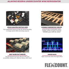 Allavino - Reserva Series 50 Bottle 34" Tall Dual Zone Left Hinge Black Stainless Steel Wine Cooler Refrigerator