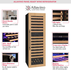 Allavino - 101 Bottle Dual Zone Panel Ready Wine Refrigerator