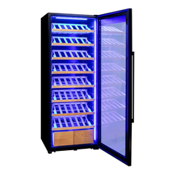 Allavino - 248 Bottle Single Zone Freestanding Wine Refrigerator with Display Shelving and Black Glass Door
