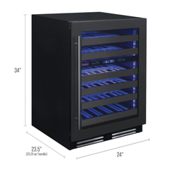 Allavino - Reserva Series 50 Bottle Dual Zone Undercounter Wine Cooler Refrigerator with Black Stainless Steel Door - Right Hinge