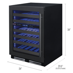 Allavino - Reserva Series 50 Bottle 34" Tall Dual Zone Left Hinge Black Stainless Steel Wine Cooler Refrigerator