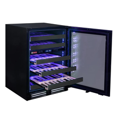 Allavino - Reserva Series 50 Bottle Dual Zone Undercounter Wine Cooler Refrigerator with Black Stainless Steel Door - Right Hinge