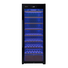 Allavino - 248 Bottle Single Zone Freestanding Wine Refrigerator with Display Shelving and Black Glass Door