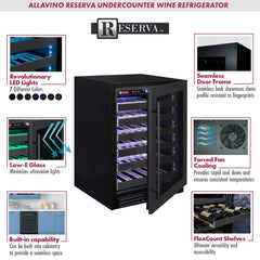 Allavino - Reserva Series 50 Bottle Single Zone Built-In Wine Refrigerator - Black Stainless Steel