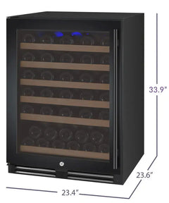 Allavino - FlexCount Series 56 Bottle Single Zone Built-In Wine Refrigerator with Black Door