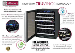 Allavino - FlexCount II Series 56 Bottle Dual Zone Wine Refrigerator with Stainless Steel Door