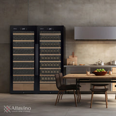 Allavino - 496 Bottle Dual Zone Freestanding Wine Refrigerator with Display Shelving and Black Glass Door - Side-by-Side