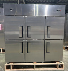 Chef AAA - SCD-660B 72" Commercial Dual Zone Reach-In Refrigerator and Freezer with 6 Solid Half Doors